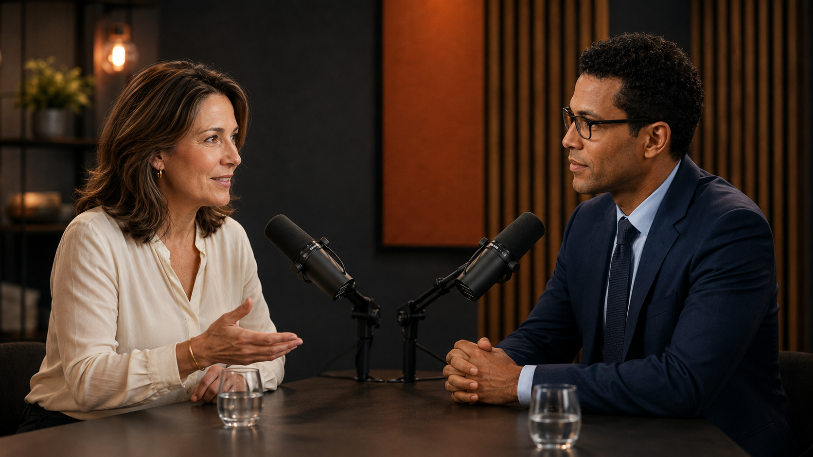 Jane Taylor and Alister Sinclair recording an episode